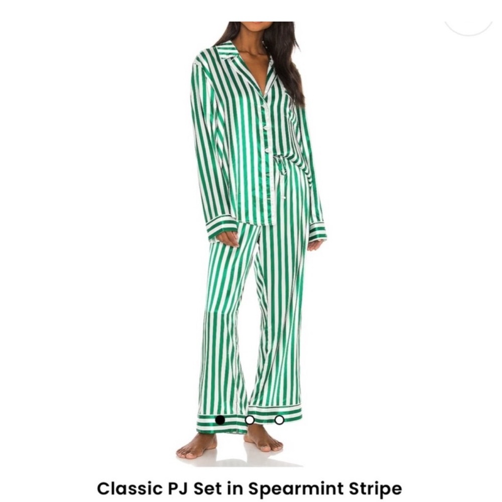 Green Striped Women's Pajama Set